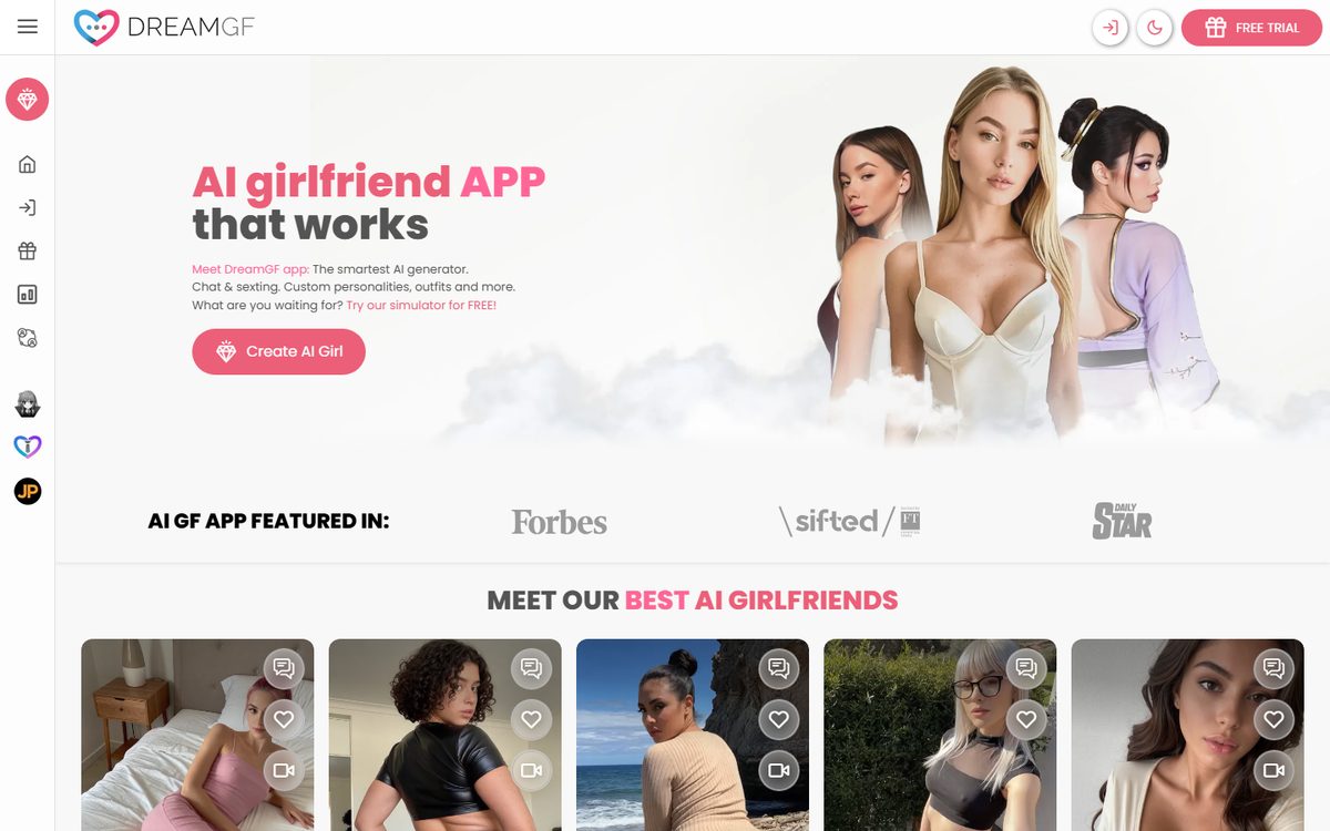 DreamGF landing page — August 2026