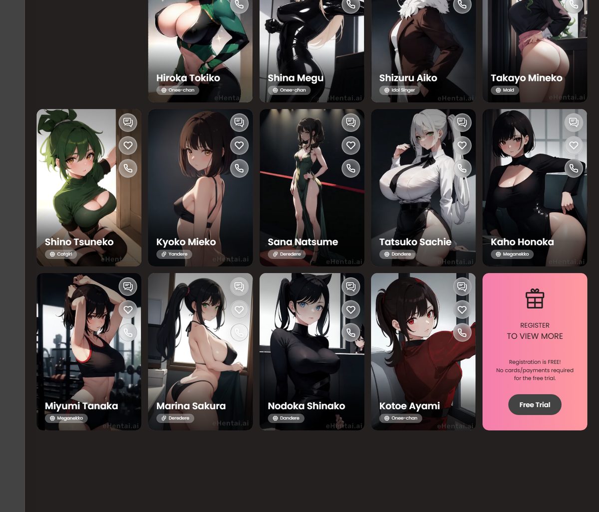 Character and content showcase on E HENTAI (public landing)